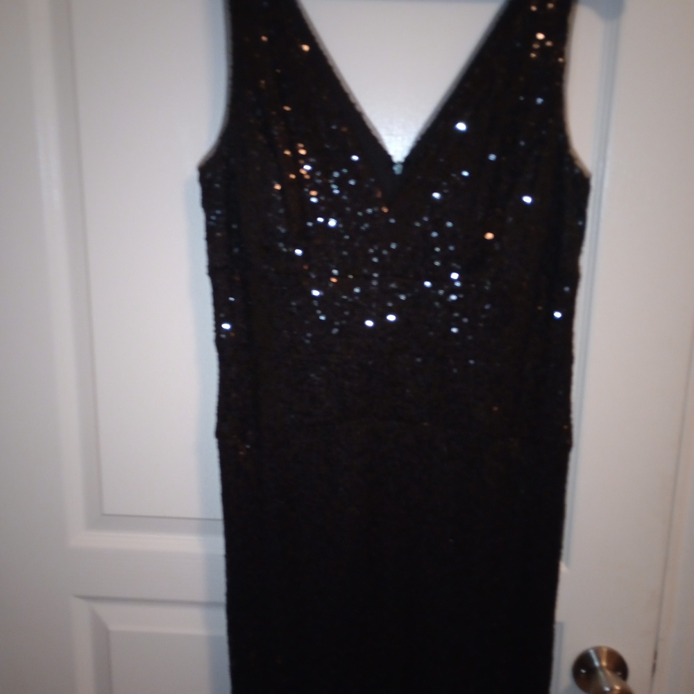 Nicole Miller Black Sequin Long Dress